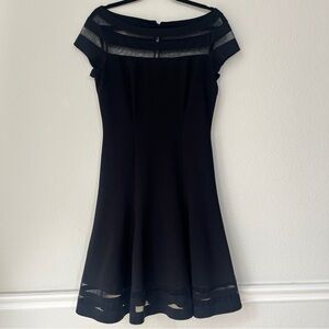 White House Black Market Sheer Accent Black Midi Dress